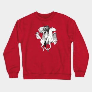 Pegasus Winged White Horse Line Drawing Vintage Style Crewneck Sweatshirt